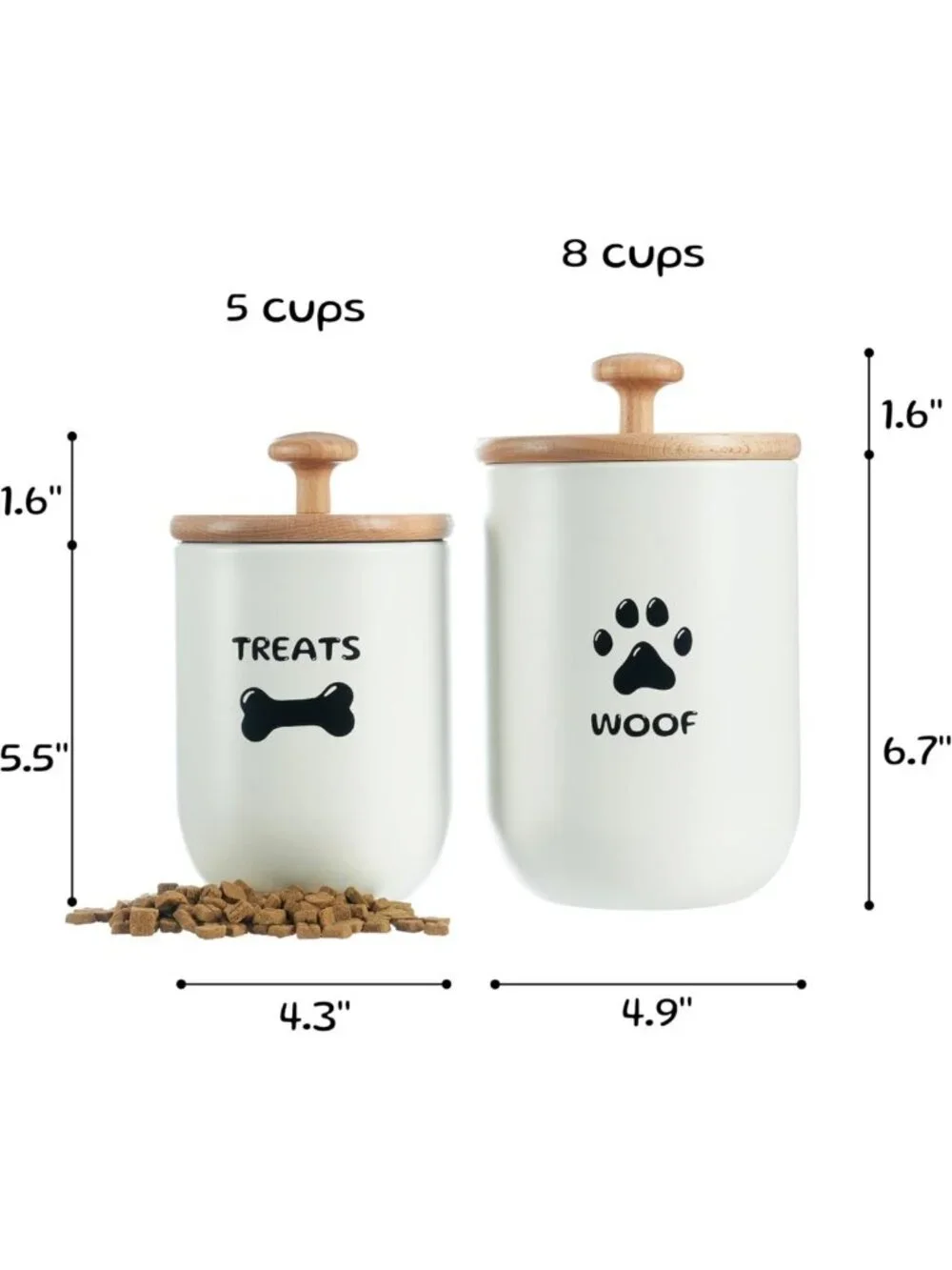 Airtight Dog Treat Container Set of 2 | Pet Treat Canister for Kitchen Counter